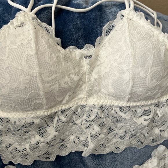 Lingerie Set White Lace Bralette Bra Matching Panties Waist Fit sexy pick size - Picture 5 of 12